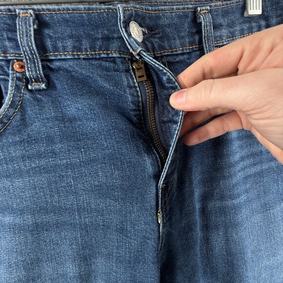 Levis 502 Premium Blue Denim Jeans Leather Patch Cotton Blend ACTL 31X30.5 - Picture 11 of 16